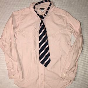 Gymboree Pink Button Down Shirt & Tie Set 7/8 EUC